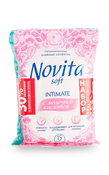 NOVITA-Набір вологих серветкок Novita Make up & Intimate,30 шт-4823071616248