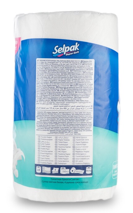SELPAK-Папір туалетний Selpak білий 3-х шаровий, 4 шт-8690530204492