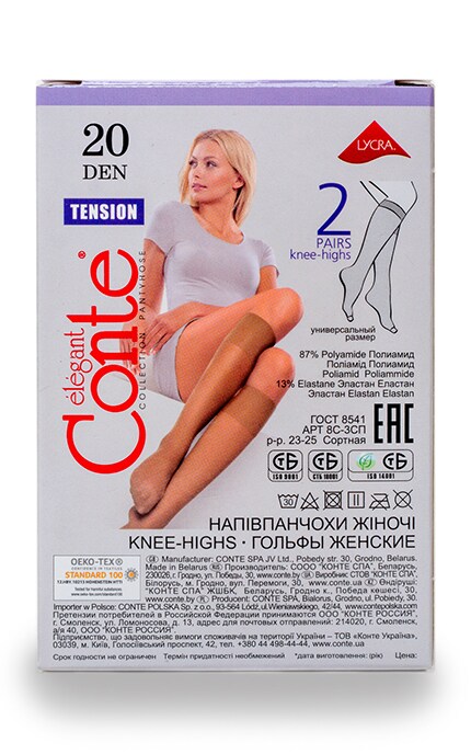 CONTE-Гольфы Conte Tension Nero 20 den (размер 23-25)-4810226002735