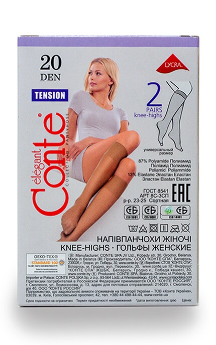 CONTE-Гольфы женские Conte Tension Shade 20 den (размер 23-25)-4810226002759