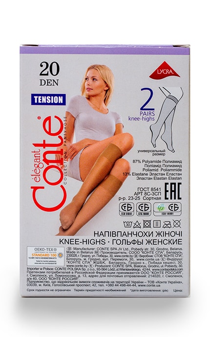 CONTE-Гольфы женские Conte Tension Natural 20 den (размер 23-25)-4810226002704