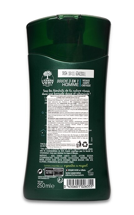 LARBRE VERT-Гель для душу L'Arbre Vert Провітамін В5 чоловічий-3450601026355