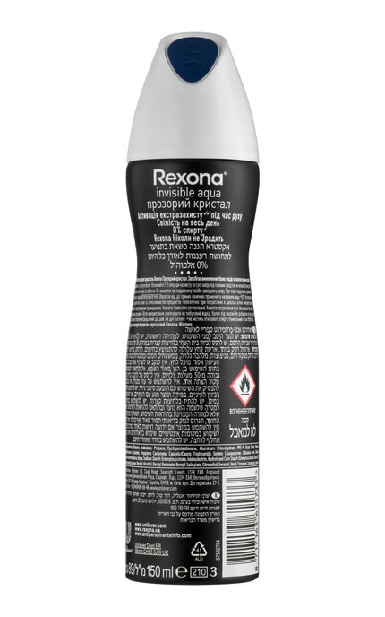 REXONA-Антиперспірант аерозоль Rexona прозорий кристал 150мл-8717163655733