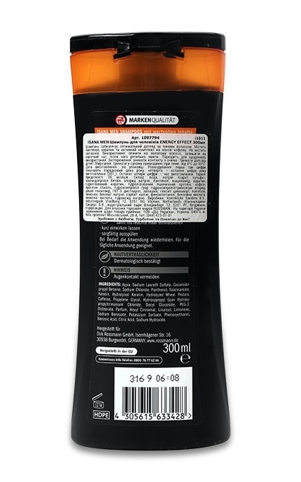 ISANA MEN-Шампунь Isana Men Energy Effect для чоловіків-4305615633428