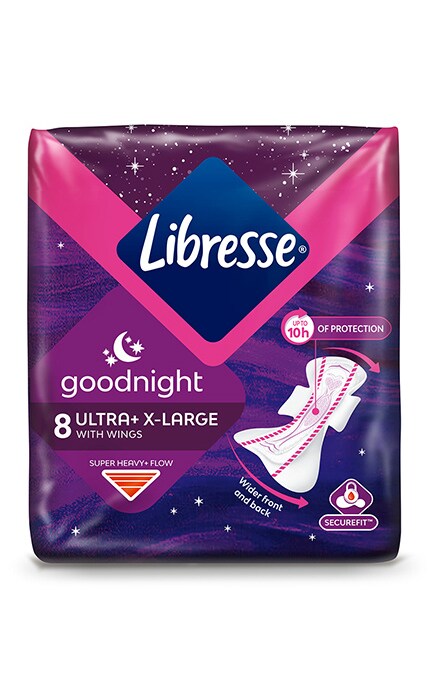 LIBRESSE-Гигиенические прокладки Libresse Ultra Goodnight Extra Large ночные, 8 шт.-7322540918281
