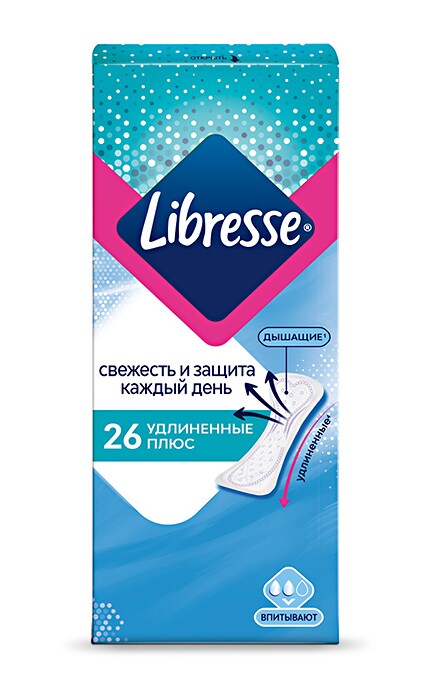 LIBRESSE-Щоденні гігієнічні прокладки Libresse Dailyfresh Long Plus, 26 шт.-7322540891249