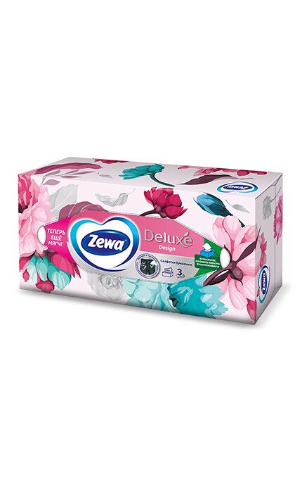 ZEWA-Серветки косметичні Zewa Deluxe, 3 шари, 90 шт.-4006670128002