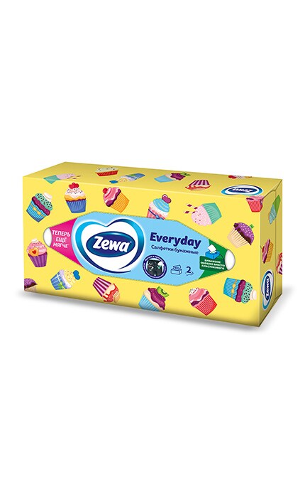 ZEWA-Серветки косметичні Zewa Everyday, 2 шари, 100 шт.-7322540043464