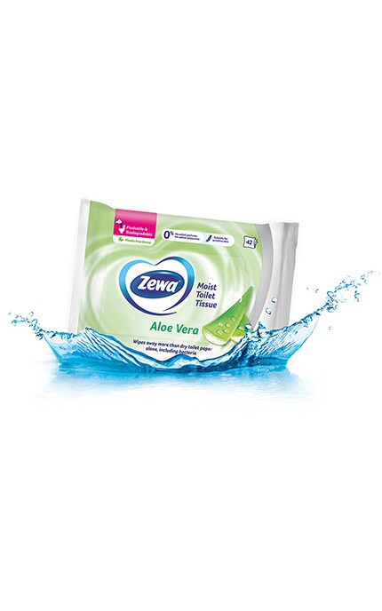 ZEWA-Влажная туалетная бумага Zewa с ароматом алоэ вера, 42 шт.-7322540898934