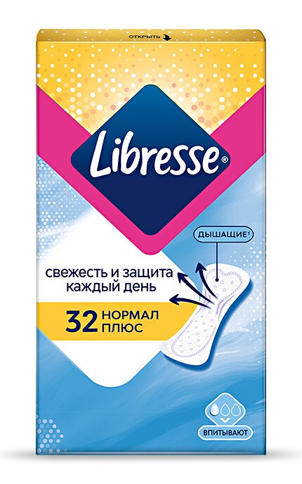 LIBRESSE-Ежедневные прокладки Libresse Dailyfresh Normal Plus, 32 шт.-7322540757163
