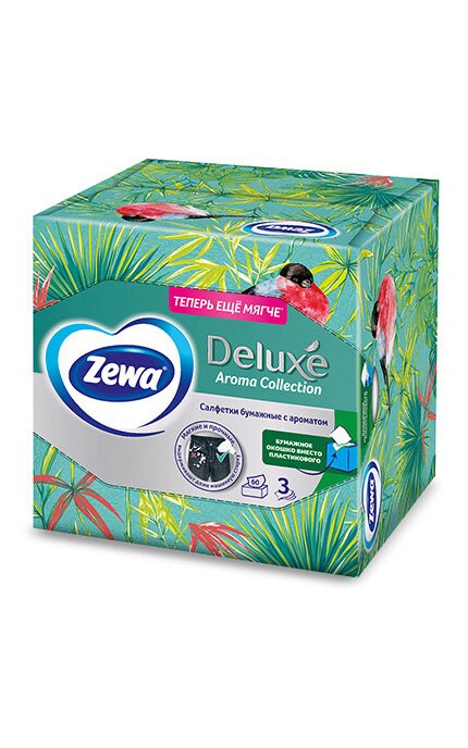 ZEWA-Салфетки косметические Zewa Deluxe с ароматом, 3 слоя, 60 шт.-7322541095417