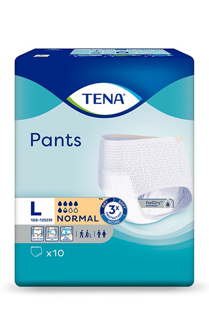 TENA-Труси-підгузники для дорослих TENA Pants Normal, розмір Large, 10 шт.-7322541150994