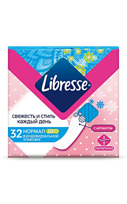 LIBRESSE-Щоденні прокладки Libresse Dailyfresh Normal Deo ультратонкі, 32 шт.-7322540867794