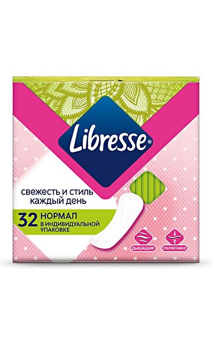 LIBRESSE-Щоденні прокладки Libresse Dailyfresh Normal ультратонкі, 32 шт.-7322540758191