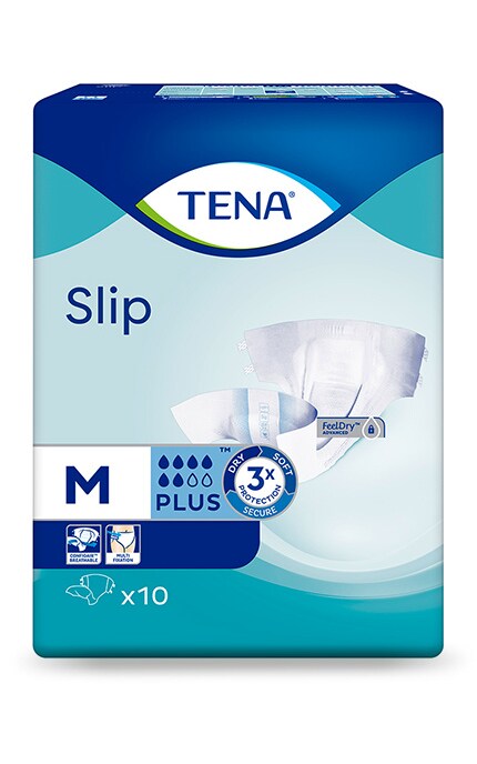 TENA-Подгузники для взрослых TENA Slip Plus, размер Medium, 10 шт.-7322541118215