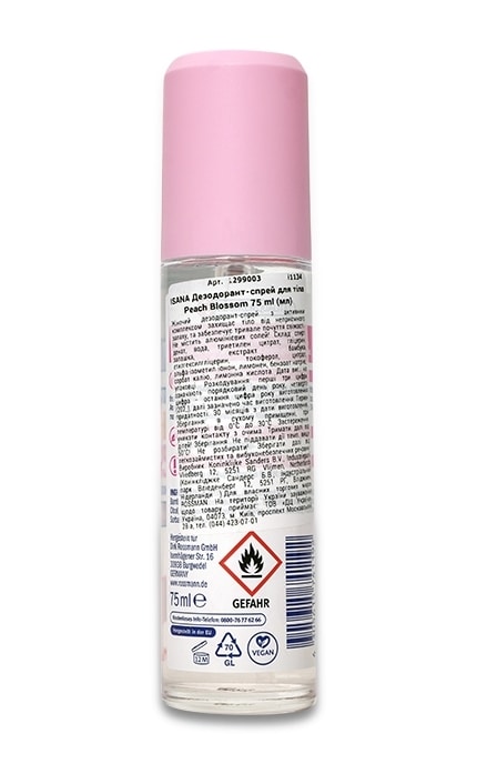 ISANA-Дезодорант-спрей для тіла Isana Peach Blossom 24h Rossmann З персиковим цвітом Для жінок-4305615741192