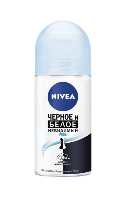 NIVEA-Дезодорант Nivea 50 мл Чорне і Біле Невидимий Pure кульковий антиперспірант-4005900034519