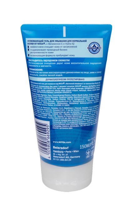 NIVEA-Гель Nivea 150 мл для умывания и очищения освежающий для нормальной кожи-4005808811519