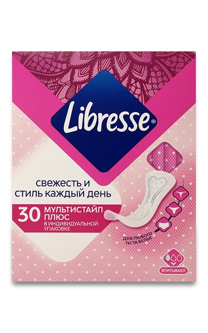 LIBRESSE-Щоденні прокладки Libresse Dailyfresh Multistyle Plus, 30 шт.-7322540757200