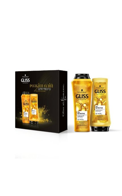 GLISS KUR-Подарочный набор GLISS Oil Nutritive Шампунь 250 мл и Бальзам 200 мл для сухих волос-4015100444803