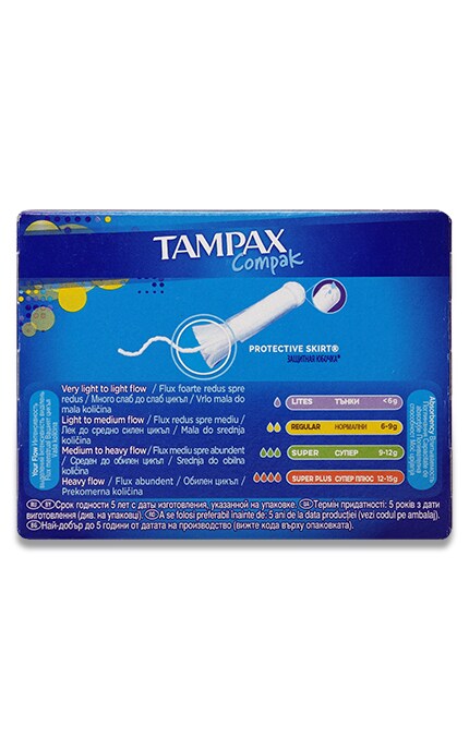 TAMPAX-Тампоны гигиенические с аппликатором Tampax Compak Regular, 16 шт-4015400219507