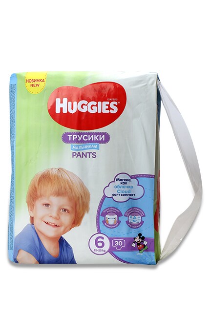 HUGGIES PANTS-Подгузники-трусики гигиенические Huggies Pants размер 6 для мальчиков 15-25 кг, мягкая упаковка -5029053564302