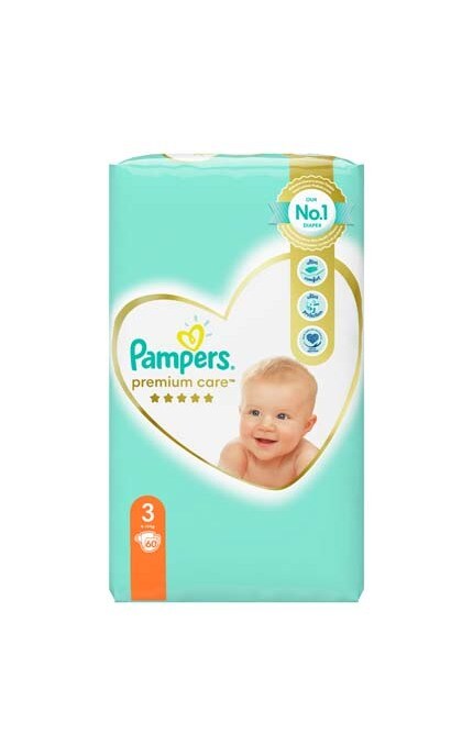 PAMPERS PREMIUM-Підгузки Pampers Premium Care Розмір 3 (Midi) 6-10 кг, 60 підгузків-4015400274780
