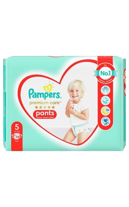 PAMPERS PREMIUM-Підгузки-трусики Pampers Premium Care Pants 5 (Junior) 12-17 кг 34 шт-8001090759870