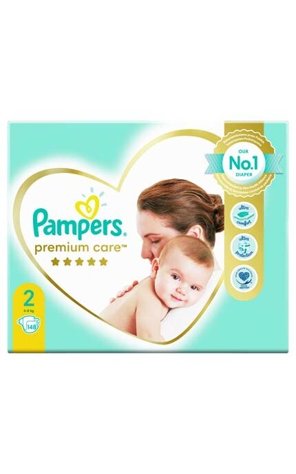 PAMPERS PREMIUM-Підгузки Pampers Premium Care New Baby Розмір 2 (Mini) 4-8 кг, 148 шт-4015400770275