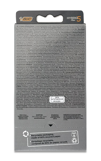 BIC-Чоловіча бритва Hybrid 5 Flex з касетами2 шт-3086123644922