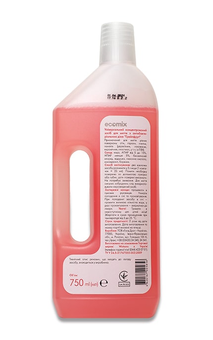 ECOMIX-Универсальное антибактериальное средство Ecomix Cleaner Грейпфрут, 750 мл-4820167005856