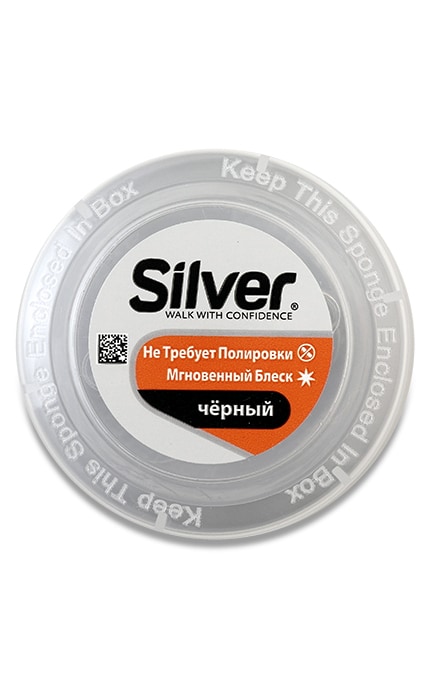 SILVER-Крем-блиск для взуття Silver з аплікатором чорний  50 мл-8690757202509