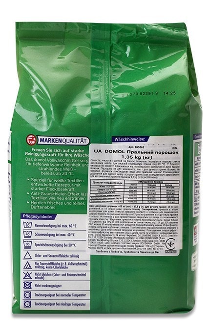 DOMOL-Порошок для стирки для машинной и ручной стирки Domol 1,35 кг-4305615596556