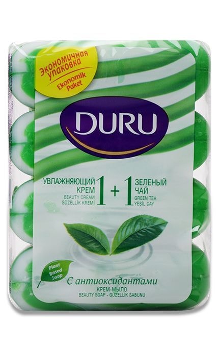 DURU-Крем-мило антиоксидантне Dure зволожуючий крем та зелений чай, тверде, 4*80 г-8690506517793