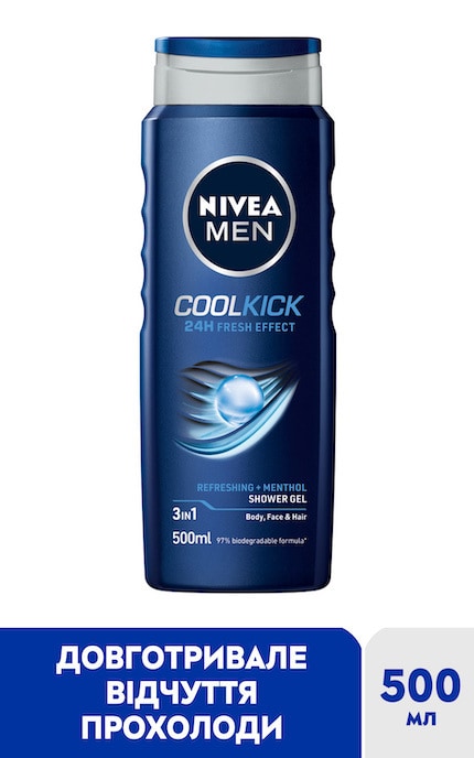 Гель для душа Nivea Men Сool Kick 3в1 500 мл | Watsons
