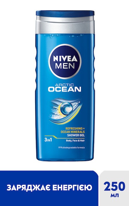 NIVEA-Гель для душу Nivea Men Arctic Ocean 3в1 для тіла, обличчя та волосся 250 мл-4006000009391