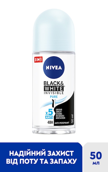 NIVEA-Антиперспирант Nivea Black&White Pure Invisible 50 мл-4006000032450