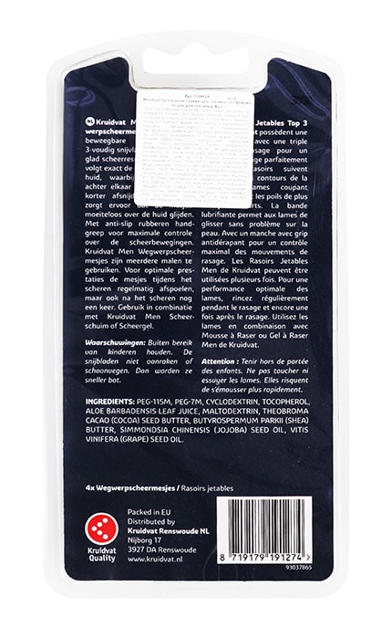 KRUIDVAT-Станки одноразовые для бритья с тройным лезвием для мужчин Kruidvat Top 3 Formula 4 шт-8719179191274