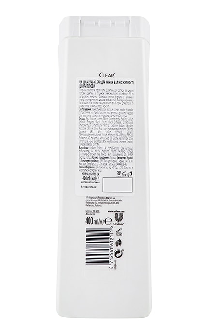 CLEAR-Шампунь для волос Clear Баланс жирности кожи головы 400 мл-8712561612111