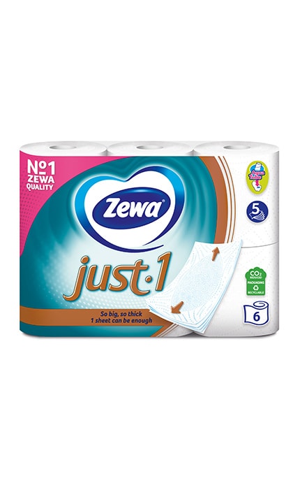 Туалетная бумага Zewa Just 1 белая, 5 слоев, 6 рулонов | Watsons