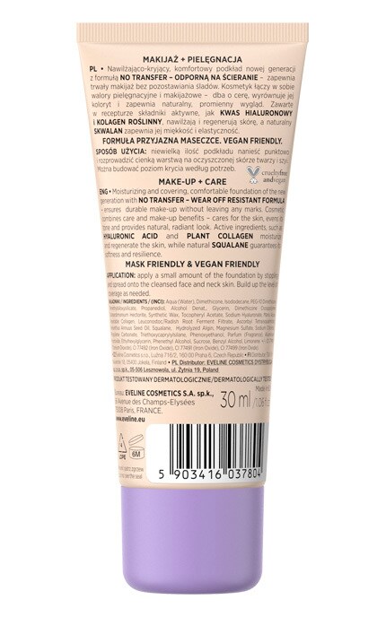 EVELINE-Тональна основа зволожувальна Eveline Better Than Perfect 05 Creamy Beige 30 мл-5903416037804