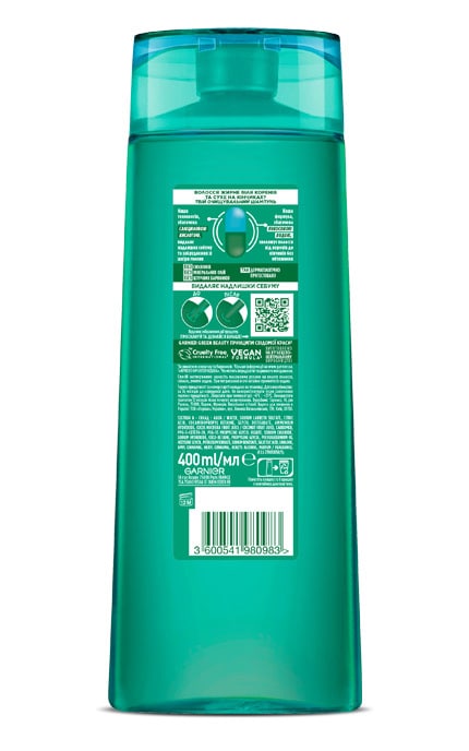 FRUCTIS-Шампунь для волос Garnier Fructis Баланс Увлажнение для волос жирных у корней и сухих на кончиках 400 мл-3600541980983