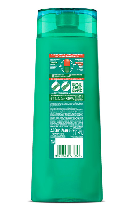 FRUCTIS-Шампунь для волос Garnier Fructis для ослабленных волос склонных к выпадению 400 мл-3600541775855