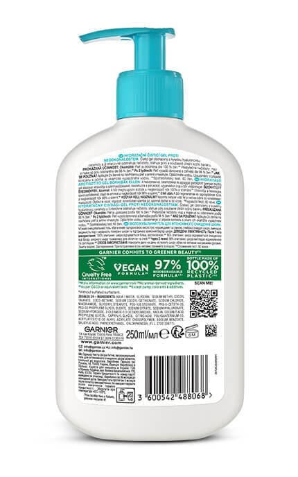 SKIN NATURAL-Гель для обличчя зволожуючий Garnier Pure Active Hydrating Deep Cleanser 250 мл -3600542488068