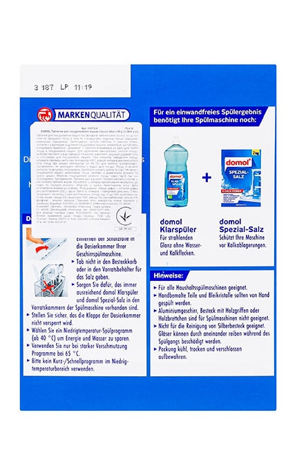 DOMOL-Таблетки для посудомоечных машин Domol Classic 60х15 г-4305615915432