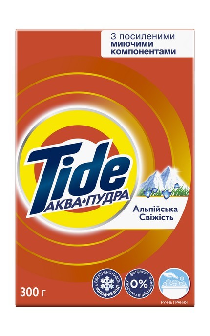 TIDE-Стиральный порошок Tide Аква-Пудра Альпийская свежесть 300 г-8006540535394