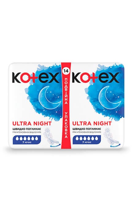 KOTEX-Прокладки женские гигиенические Kotex Ultra Night Duo 14 шт-5029053545226