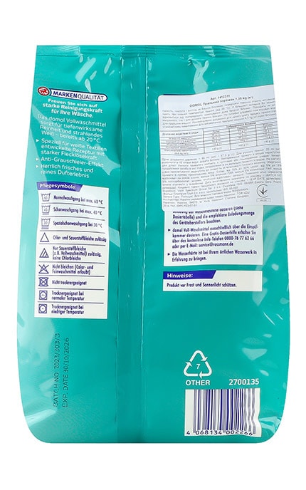 DOMOL-Порошок стиральный Domol Natural Feeling 1.35 кг-4068134002266