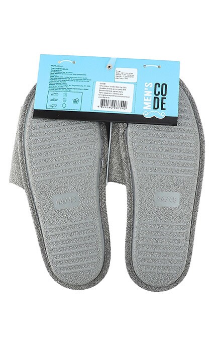 MEN'S CODE-Чоловічі капці відкриті з вишивкою рогожка Men's Code №9286 44-45 світло-сірий-4820182037542