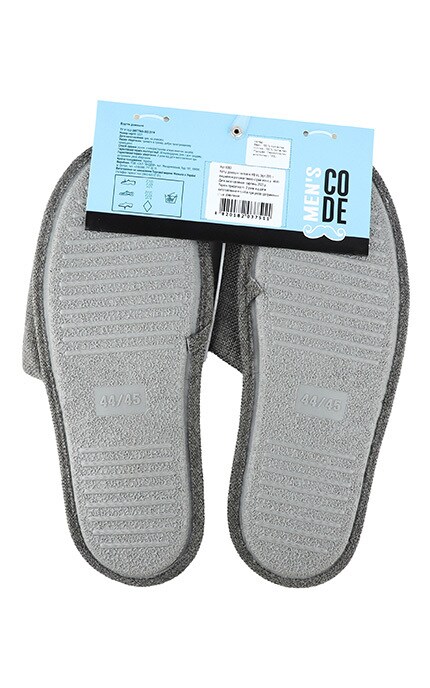 MEN'S CODE-Чоловічі капці відкриті з вишивкою рогожка Men's Code №9283 44-45 темно-сірий-4820182037511